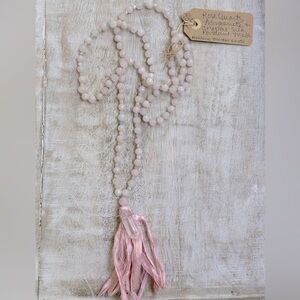 Handmade Rose Quartz, Morganite & Quartz Pendant Mala
